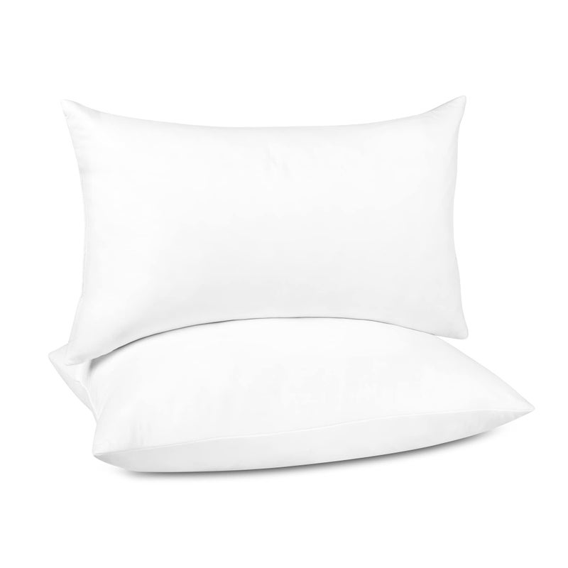 puredownÂ® Lumbar Pillow Inserts 12 x 20 (Pack of 2, White), Filled with Feather and Down, Decorative Pillows for Couch, Home Decor - Image 1